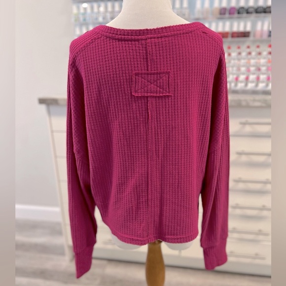 JoyLab, Women’s, Top, Long Sleeve, Waffle Knit, Open Split Neck Shirt. - Picture 3 of 7